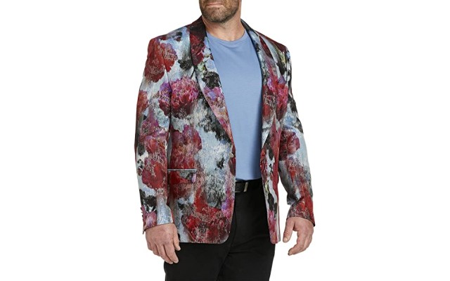  Mens Vibrante Metallic Sportcoat One-Button Blazer Jacket, Pink 38