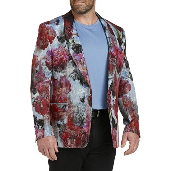  Mens Vibrante Metallic Sportcoat One-Button Blazer Jacket, Pink 48R