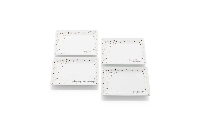  Rectangular Confetti Appetizer Plates, Set of 4
