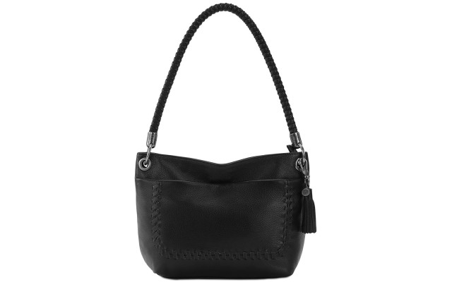  Flores Leather Small Hobo Bag, Black