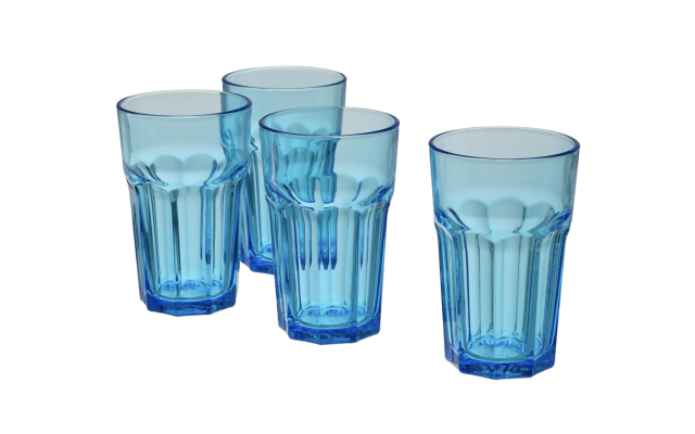  6 inch New Glassware Tumbler Sets, Blue, Set of 8