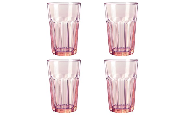  6 inch New Glassware Tumbler Sets, Pink, Set Of 12