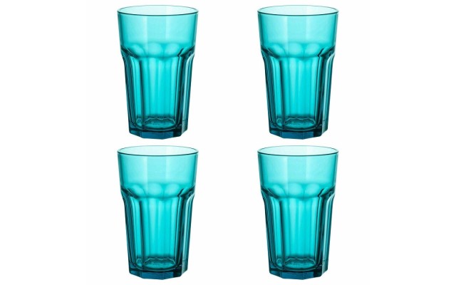  6 inch New Glassware Tumbler Sets, Turquoise, Set Of 12