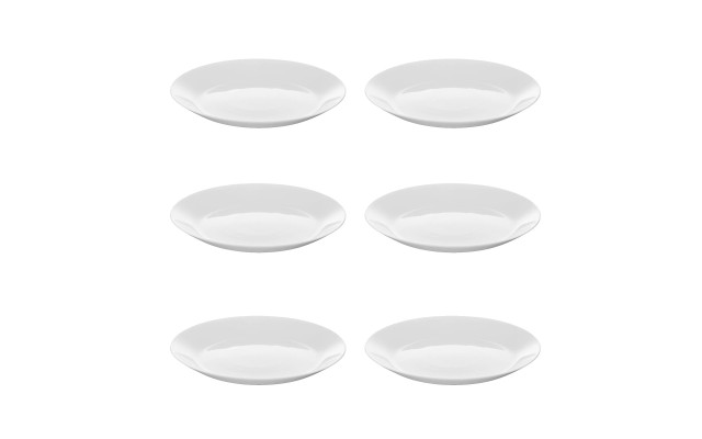  White 7 ½ inches Tempered Glass Side Plate Set, Set of 6