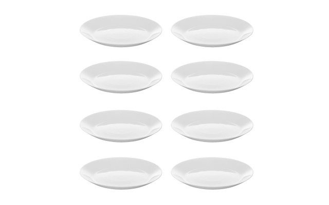  White 7 ½ inches Tempered Glass Side Plate Set, Set of 8