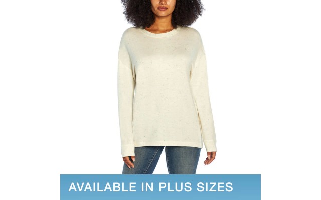  Soft Hand Feel Ladies' Speckled Detail Pullover, Ivory, 2X