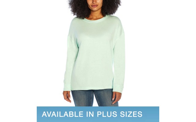  Soft Hand Feel Ladies' Speckled Detail Pullover, Teal, 3X