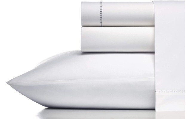  400 Thread Count Sheet Set, Queen, White/Charcoal