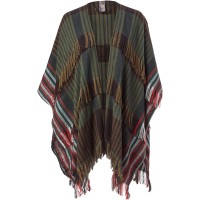 Vince Camuto Fringe Striped Ruana Topper, Green