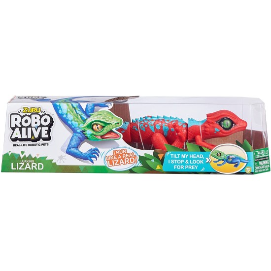  Robo Alive Lurking Lizard Battery-Powered Robotic Toy, Red,Blue