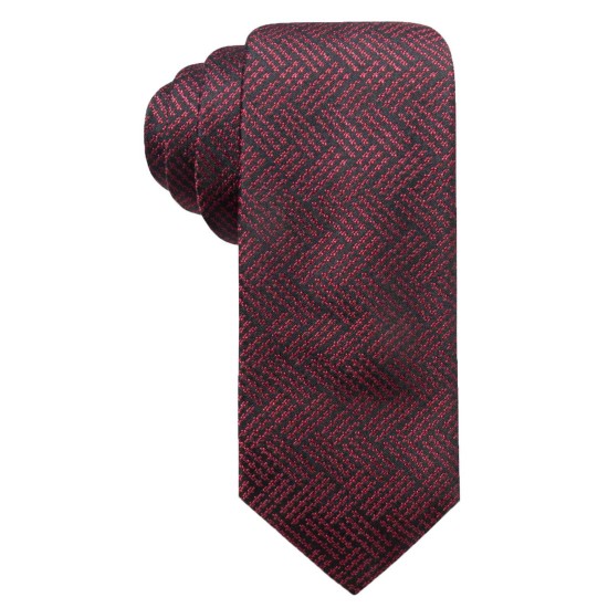  Men’s Plaid Slim Silk Tie (Red)
