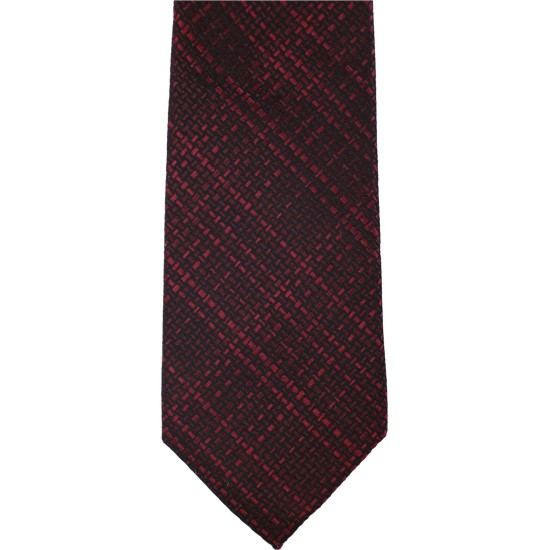  Men’s Tonal Plaid Slim Silk Tie (Red)