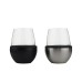  2-Pack Wine Kuzie, Black/Silver STL242BS