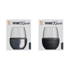 Asobu 2-Pack Wine Kuzie, Black/Silver STL242BS