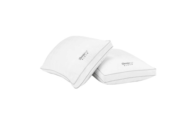  2-Pack Black Pillows, White, queen-size, Queen Size