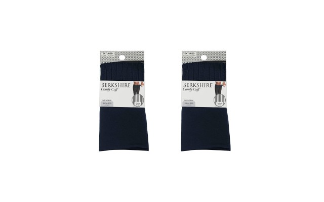  Comfy Cuff Vertical Stripe Trousers Plus Size Navy, Navy 2pc