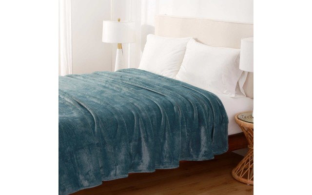  100% Polyester EcoSoft Blanket, Teal, Queen