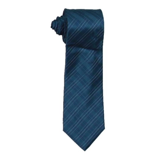  Mens Silk Plaid Neck Tie, Blue O/S
