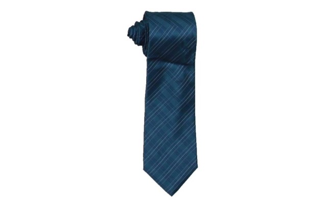  Mens Silk Plaid Neck Tie, Blue O/S