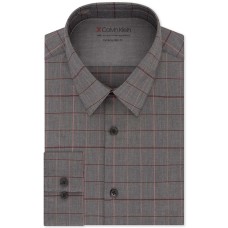 Calvin Klein Men’s Thermal Stretch Xtreme Slim Fit Stripe Dress Shirt (Red/Multi,15-15 12 32-33)