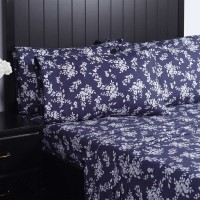 Charisma Microfiber Sheet Set, 1 Flat Sheet, 1 Fitted Sheet, 4 Pillowcases, Blue, California King
