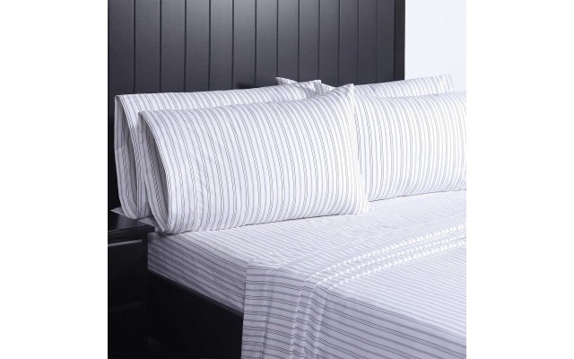 Charisma Microfiber Sheet Set, 1 Flat Sheet, 1 Fitted Sheet, 4 Pillowcases, Gray, King