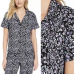  Printed Capri Pants Pajama Set, Black, XX-Large