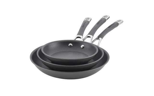  Radiance Hard Anodized Non-Stick 3-piece Open Skillet Set, Black