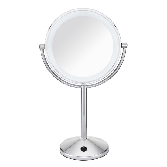 LED Polished Mirror, Double-Sided Viewing,  6 in. viewing area – Chrome