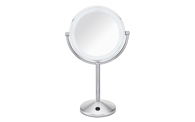  LED Polished Mirror, Double-Sided Viewing,  6 in. viewing area – Chrome