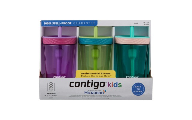  Kids 14oz BPA Free Antimicrobial Leak-Proof Tumblers Set 3 pc., Pink