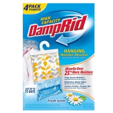 DampRid Hanging Moisture Absorber, Fresh Scent, Battery-Free, (4 pk)