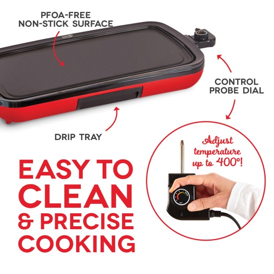  Everyday 1500 Watts Nonstick Electric Griddle, Red