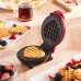  Nonstick Heart Mini Waffle Maker, Pink