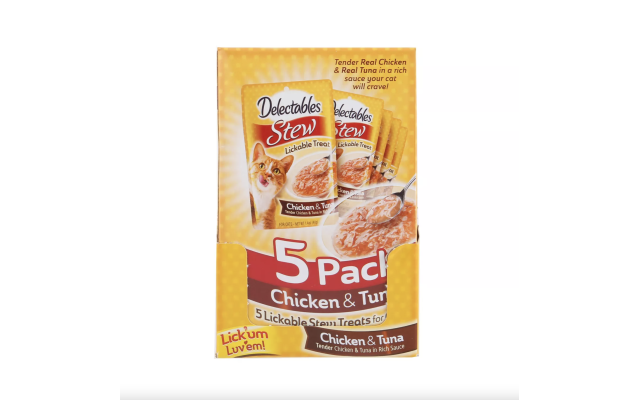  Lickable Cat Treats, Stew Chicken & Tuna, 5 Count (1.4 oz. Tubes)