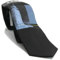 DKNY Men’s Black Photo Realistic Skyscraper Neck Tie, Black One Size