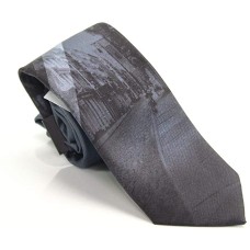 DKNY Men’s Black Photo Realistic Streets Slim Neck Tie Silk, Gray