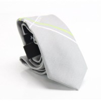DKNY Men’s Cross Street Striped Skinny Neck Tie Silk Accessory, Gray