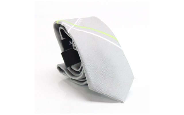  Men’s Cross Street Striped Skinny Neck Tie Silk Accessory, Gray