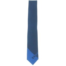 DKNY Mens Crosswalk Silk Blend Striped Neck Tie Blue