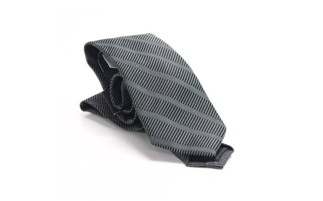  Men’s Green Skyline Striped Skinny Neck Tie Silk Accessory, Green