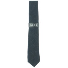 DKNY Men’s Neck Tie Black City Street Logo Skinny Silk