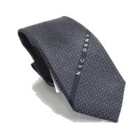 DKNY Men’s NYC Logo Panel Geometric Neck Tie Silk Accessory, Charcoal