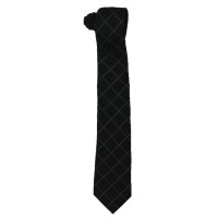DKNY Mens Silk Blend Desaturated Check Neck Tie Black