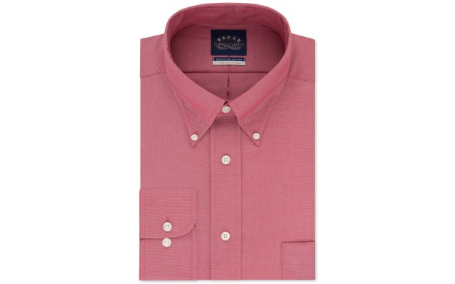  Men’s Big & Tall Classic-Fit Stretch Collar Non-Iron Solid Dress Shirt (Bordeaux 20, 35-36)
