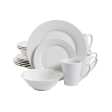 Gibson Home Noble Court Ceramic Kitchen Dinnerware Sets 16-pc, White