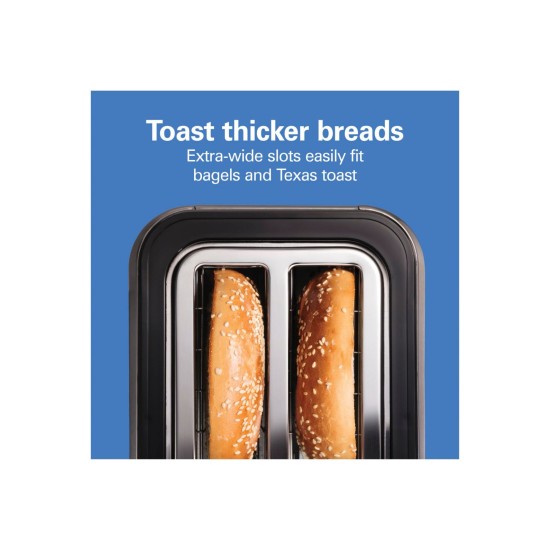  Expert-Toast 2 Slice Toaster, Adjustable Settings and Longer Slot, Black