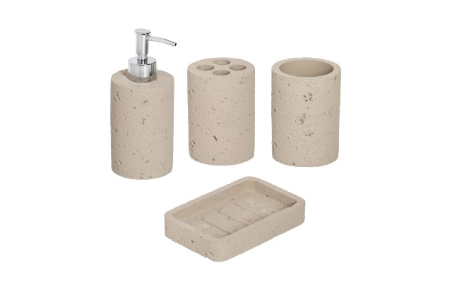 Honey-Can-Do Bath Accessory Set Cement, 4-Pack Gray BTH-08730