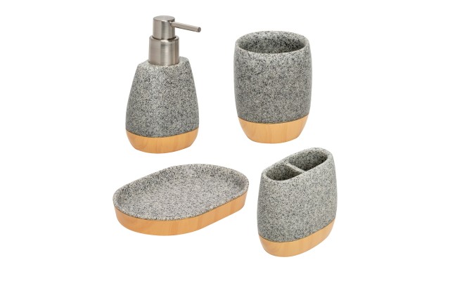 -Can-Do Bath Accessory Set Speckled 4-Pack, Gray BTH-08731