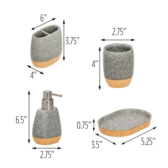 -Can-Do Bath Accessory Set Speckled 4-Pack, Gray BTH-08731